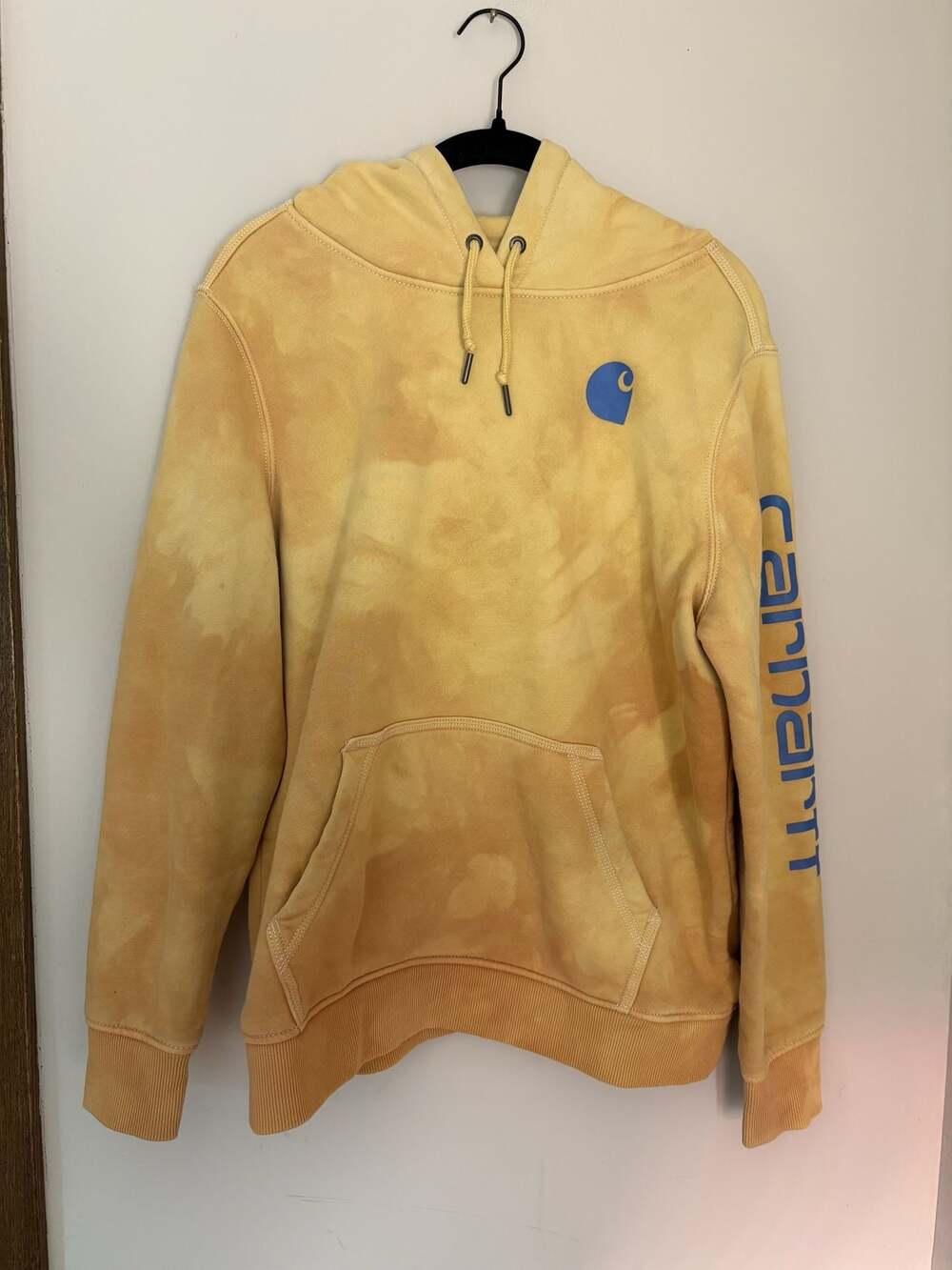 Carhartt Relaxed Fit Hoodie Yellow Outdoor Hiking Tie Dye Size L (12/14)